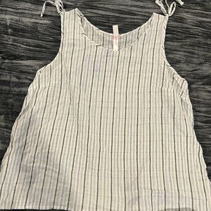 Striped Sleeveless Pj Top - White and Blue Size L by Gilligan & O Malley